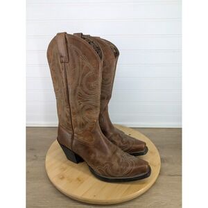 Ariat Roundup Sandstorm Snip Toe Womens Brown Leather Western Cowboy Boots 6.5